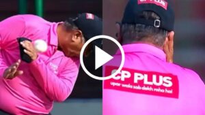 Indian umpire suddenly hit in the face by a ball in the Delhi Premier League.