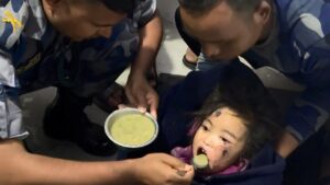 6-year-old child rescued alive in Nepal three days after flash floods.