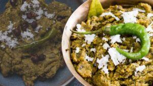 Recipe a delicious Kochur Shak-er Ghonto with just a few ingredients