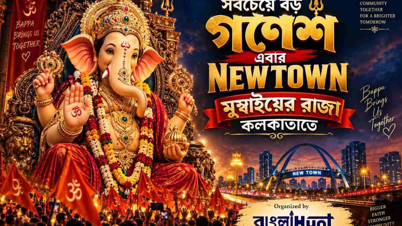 ‘মুম্বইয়ের রাজা’ এবার কলকাতায়, শহরের সবথেকে বড় গণেশ প্রতিমার আরাধনায় বাংলাহান্ট