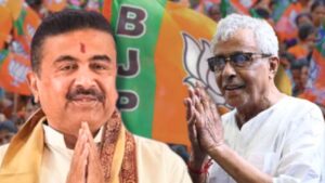Suvendu Adhikari and his father Sisir in BJP state committee