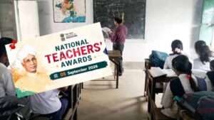 Two teachers from West Bengal getting National Teachers Award 2026 from the President