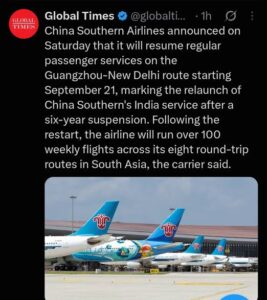 Once again direct India-China Flights are going to fly after 6 years