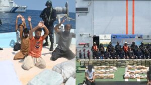 5 Pakistanis arrested by the Indian Coast Guard for attempting to smuggle drugs in the Arabian Sea.