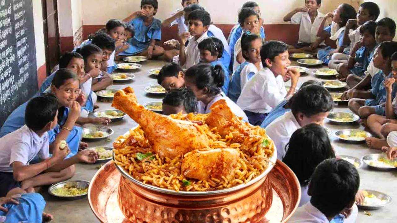 Chicken Biriyani in Mid Day Meal at Bantra Madhusudan Pal Chowdhury High School
