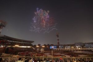 A unique glimpse of Durga Puja 2026 was witnessed at Eden Gardens on the evening of Mahalaya.