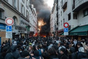 Are the protests in France linked to the Indian protests over allegations of 'voting rigging'?