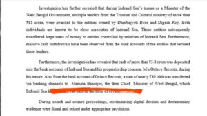 ED reveals 30 lakh in Mamata Banerjee account in Indranil Sen's case