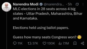 Narendra Modi takes a dig at the opposition regarding the MLC elections.