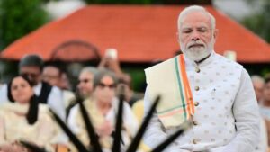 Narendra Modi sends a strong message marking a 25-year administrative journey.