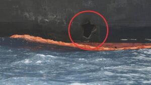 Limpet mine explosion on a tanker in the Strait of Hormuz.