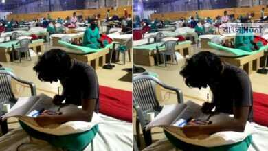 Students immersed in study at Covid Care Center, viral photo